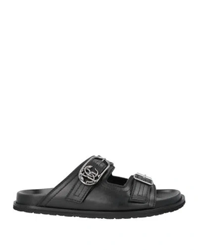 Roberto Cavalli Man Sandals Black Size 9 Calfskin