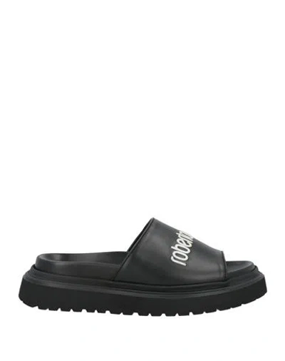 Roberto Cavalli Man Sandals Black Size 9 Leather