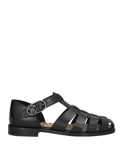 Roberto Cavalli Man Sandals Black Size 9 Leather