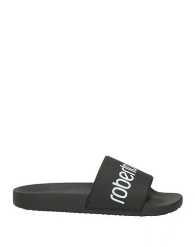 Roberto Cavalli Man Sandals Black Size 9 Rubber