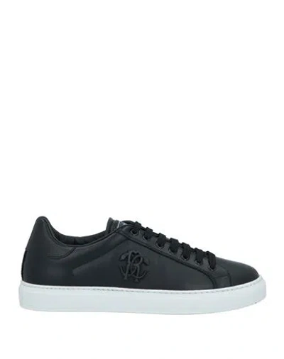 Roberto Cavalli Man Sneakers Black Size 9 Leather