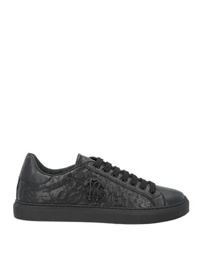 Roberto Cavalli Man Sneakers Black Size 9 Leather