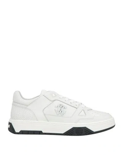 Roberto Cavalli Man Sneakers White Size 9 Calfskin
