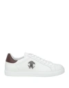 Roberto Cavalli Man Sneakers White Size 9 Calfskin In White