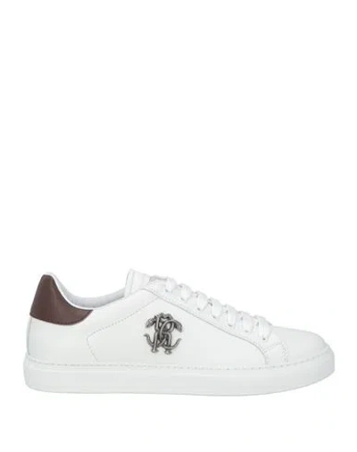 Roberto Cavalli Man Sneakers White Size 9 Calfskin