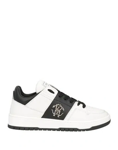 Roberto Cavalli Man Sneakers White Size 9 Calfskin