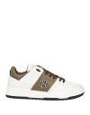 Roberto Cavalli Man Sneakers White Size 9 Cow Leather, Textile Fibers In White