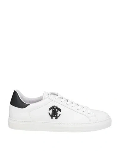 Roberto Cavalli Man Sneakers White Size 9 Soft Leather