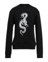 Roberto Cavalli Man Sweatshirt Black Size L Cotton In Black