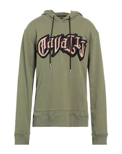 Roberto Cavalli Man Sweatshirt Military Green Size Xl Cotton