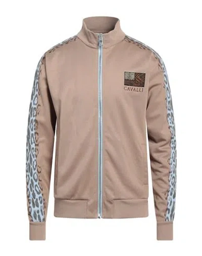 Roberto Cavalli Man Sweatshirt Sand Size M Polyester, Cotton In Beige