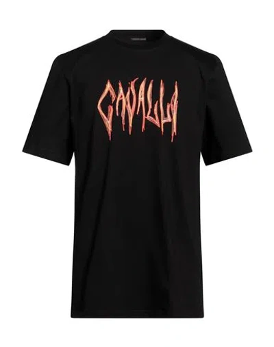 Roberto Cavalli Man T-shirt Black Size L Cotton