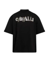 Roberto Cavalli Man T-shirt Black Size L Cotton In Black