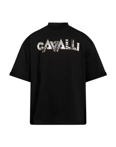 Roberto Cavalli Man T-shirt Black Size L Cotton