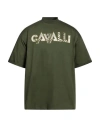 Roberto Cavalli Man T-shirt Military Green Size L Cotton