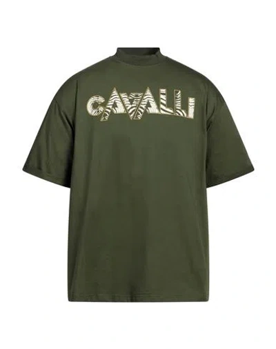 Roberto Cavalli Man T-shirt Military Green Size L Cotton