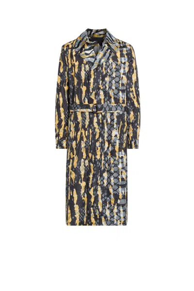 Roberto Cavalli Tiger Twiga + Camo Print Belted Coat In Multi