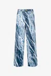 Roberto Cavalli Marble-print Wide-leg Jeans In Blue