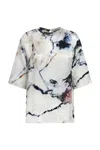 Roberto Cavalli Marble Pattern T-shirt With Wide Sleeves In Multi