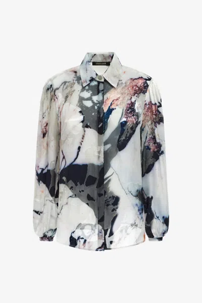 Roberto Cavalli Marble Print Blouse In Multi