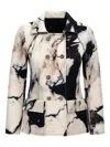 Roberto Cavalli Marble-print Double-breasted Jacket In White