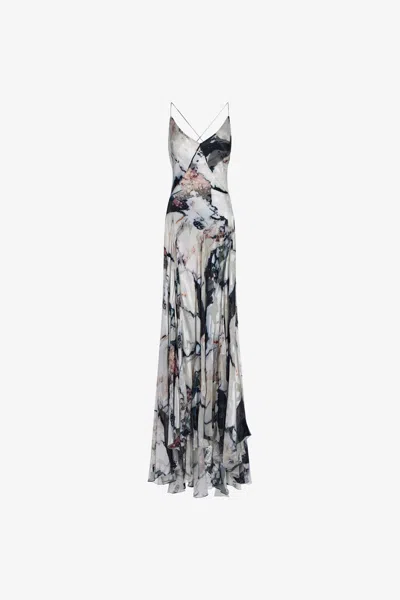Roberto Cavalli Marble Print Dress In Black/white