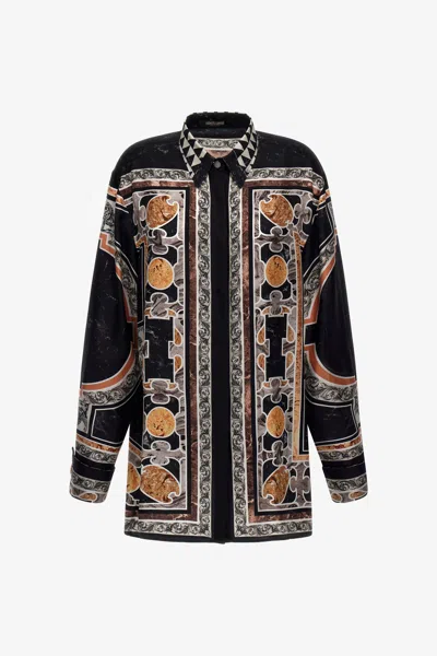 Roberto Cavalli Marble Print Dress In Gold