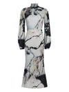 Roberto Cavalli Marble-print High-neck Midi Dress In Black
