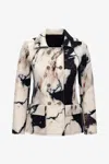 Roberto Cavalli Marble-print Double-breasted Jacket In Black/white