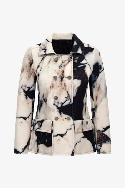 Roberto Cavalli Marble Print Jacket In Black/white