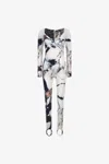 Roberto Cavalli Marble Print Jumpsuit In Black/white
