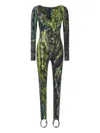 Roberto Cavalli Marble Print Jumpsuit In Green
