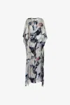 Roberto Cavalli Marble Print Kaftan In Black/white