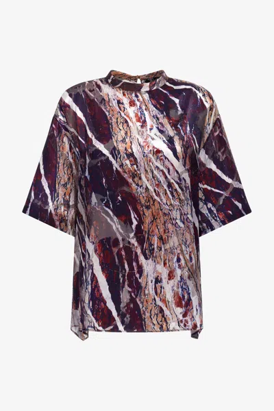 Roberto Cavalli Marble Print Long T-shirt Dress In Gray