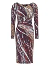 Roberto Cavalli Marble-print Midi Dress In Pink