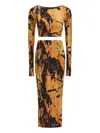 Roberto Cavalli Marble-print Midi Skirt (set Of Two) In Yellow