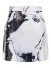 Roberto Cavalli Marble-print Mini Skirt In Gray