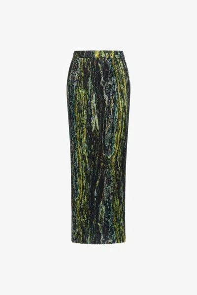 Roberto Cavalli Marble Print Skirt In Dark Green