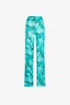 Roberto Cavalli Marble-print Straight-leg Trousers In Light Blue