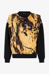 Roberto Cavalli Marble Print Sweatshirt In Yellow