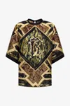 Roberto Cavalli Marble-print T-shirt In Green