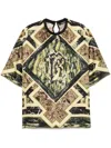 Roberto Cavalli Marble-print T-shirt In Grün
