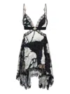 Roberto Cavalli Marbled-print Mini Dress In Black