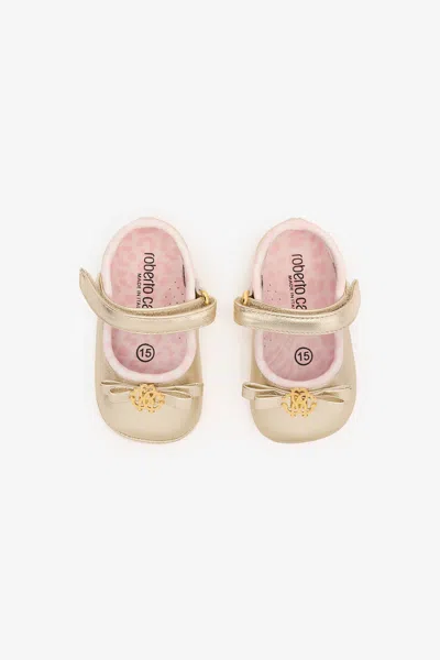 Roberto Cavalli Babies' Mary Janes With Rc Monogram In Gold