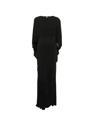 Pre-owned Roberto Cavalli Maxi Caped Jersey Dress In Black