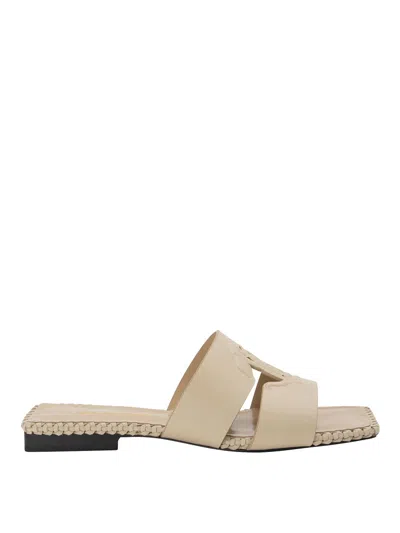 Roberto Cavalli Maxi Logo Sandals In Beige