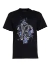 Roberto Cavalli Mirror Snake-print T-shirt In Negro