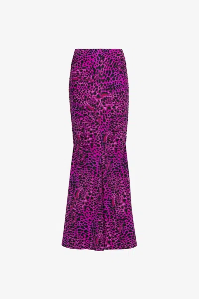 Roberto Cavalli Animal-print Fishtail Skirt In Purple