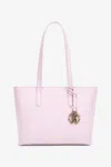 Roberto Cavalli Medium Leather Shopper With Rc Charm In Pink