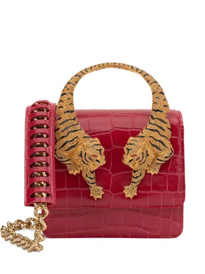 Roberto Cavalli Medium Roar Tiger-motif Tote Bag In Red